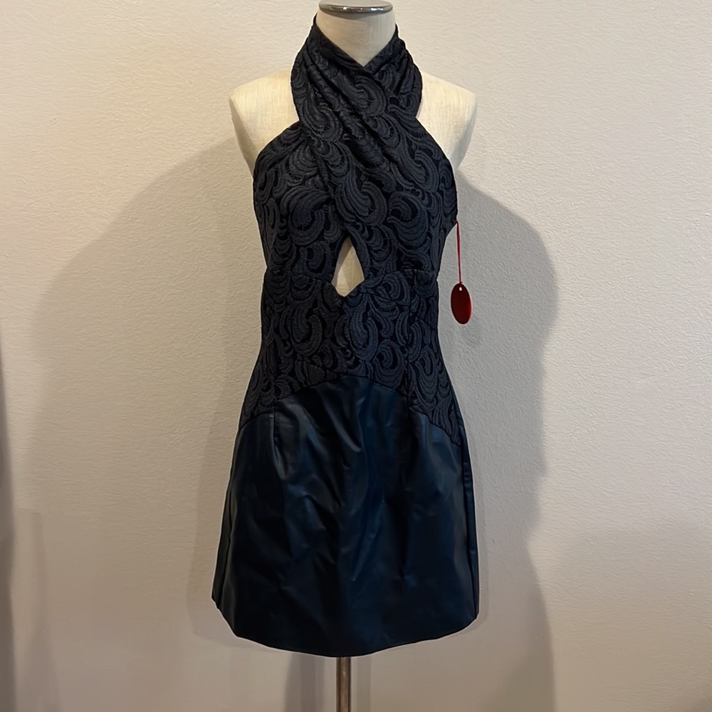 Eva Franco Faux Leather Twofer Dress